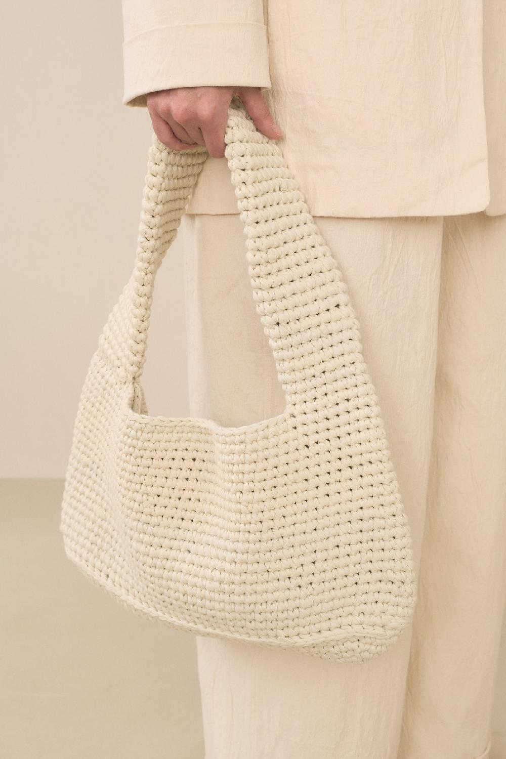 Lauren Manoogian CROCHET JERSEY BAG WASHED IVORY
