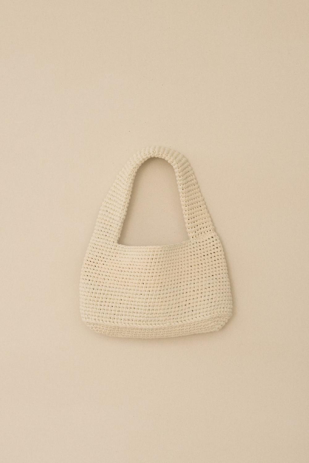 lauren manoogian CROCHET JERSEY BAG WASHED IVORY