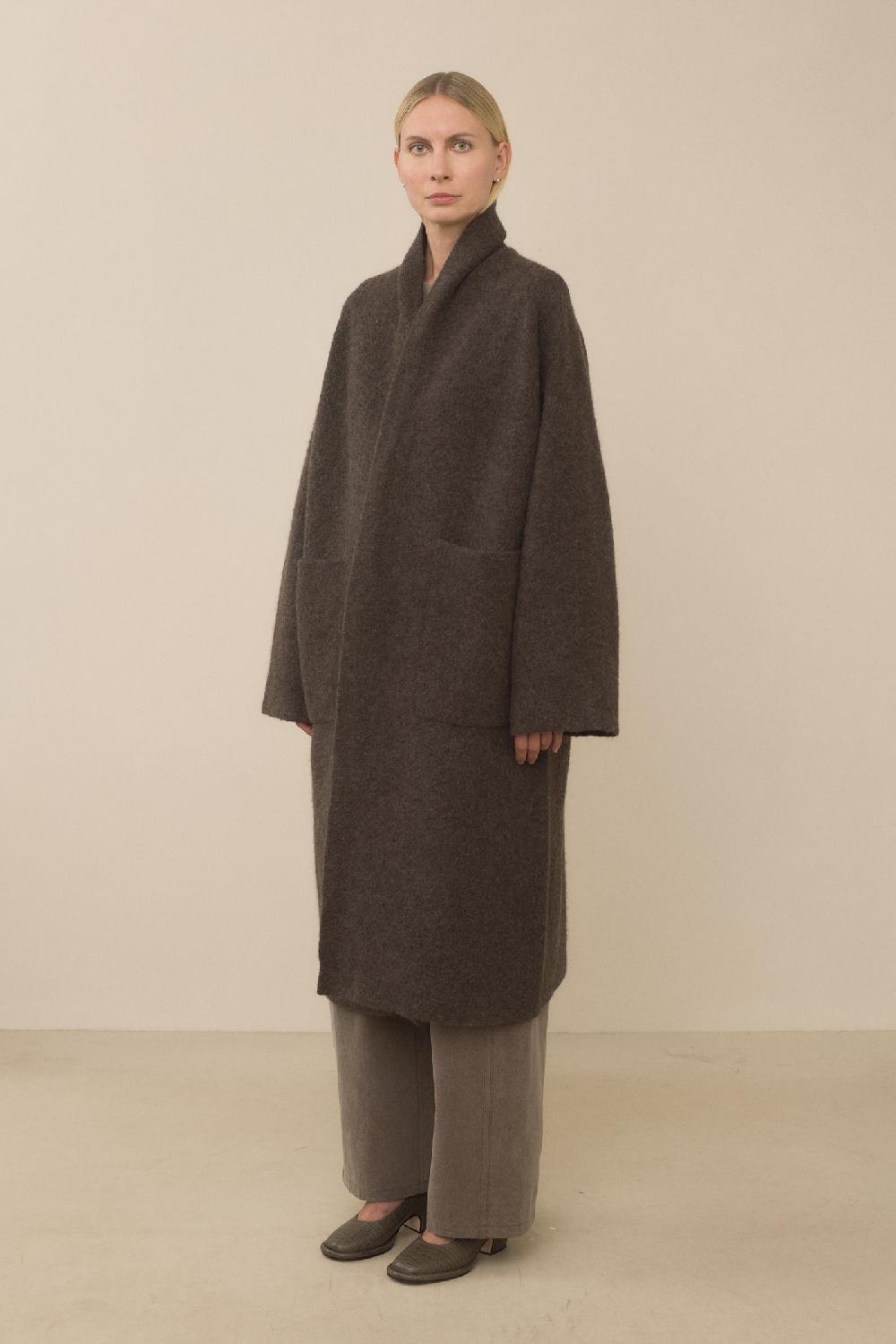 Lauren Manoogian DOUBLE FACE LONG COAT BLACKENED