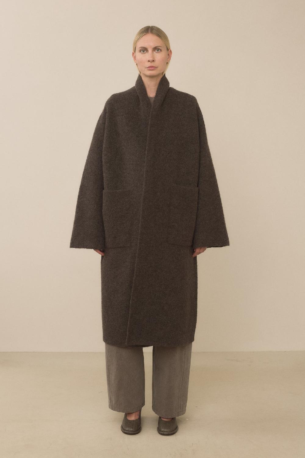 lauren manoogian DOUBLE FACE LONG COAT BLACKENED