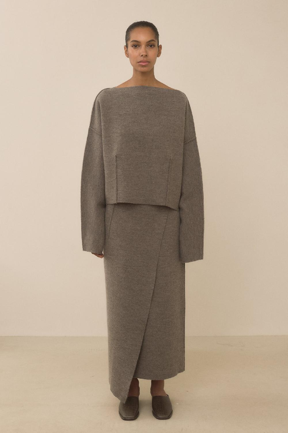 Lauren Manoogian DOUBLE KNIT BLANKET SKIRT CINDER