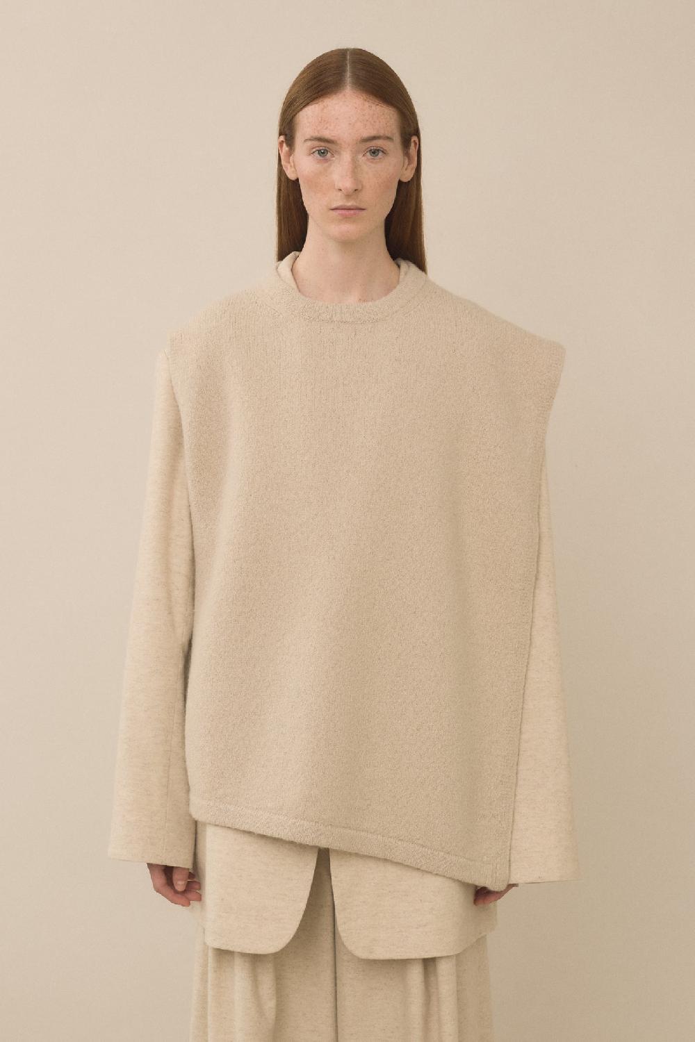 lauren manoogian DRAPE GILET ANTIQUE MELANGE