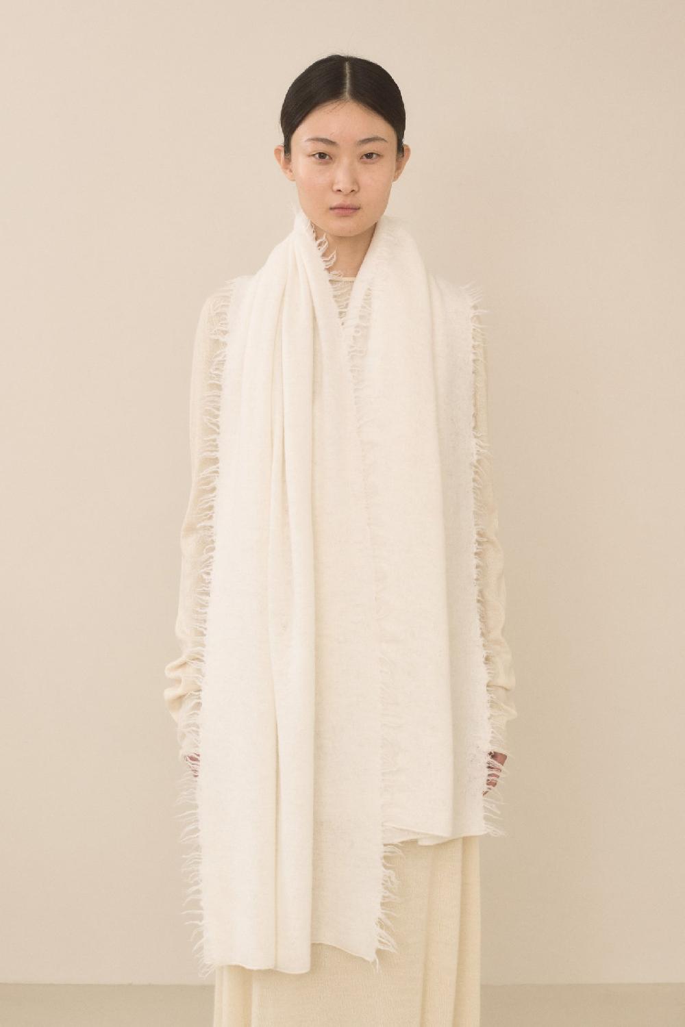 Lauren Manoogian FELT FRINGE SCARF WHITE