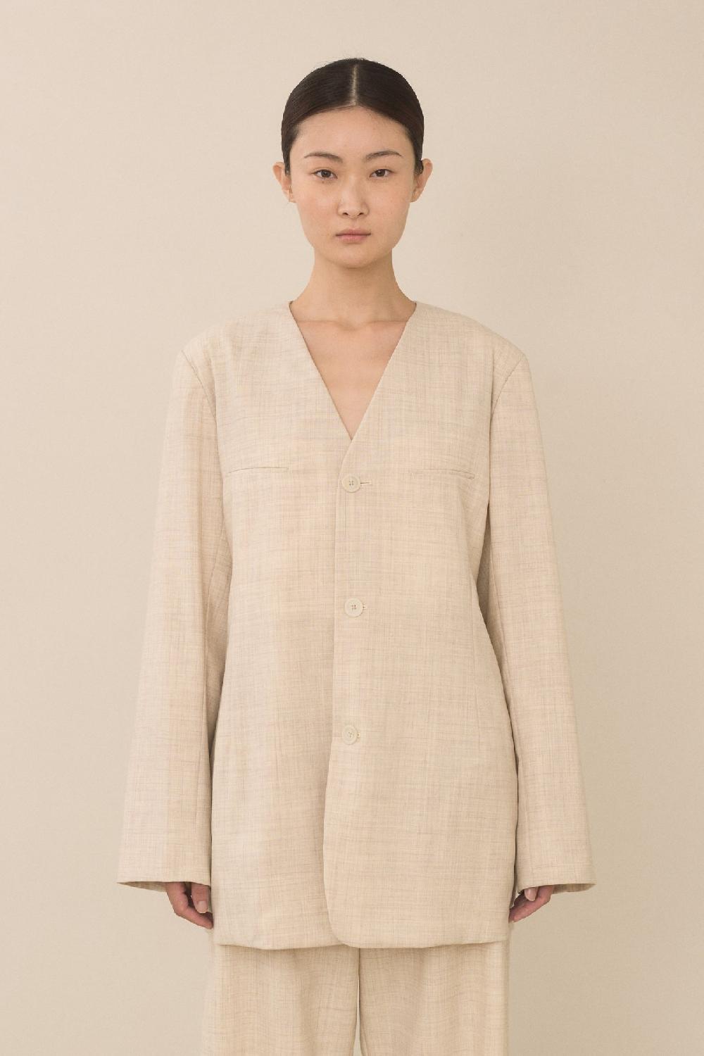 lauren manoogian FINE LANA BLAZER ECRU MELANGE