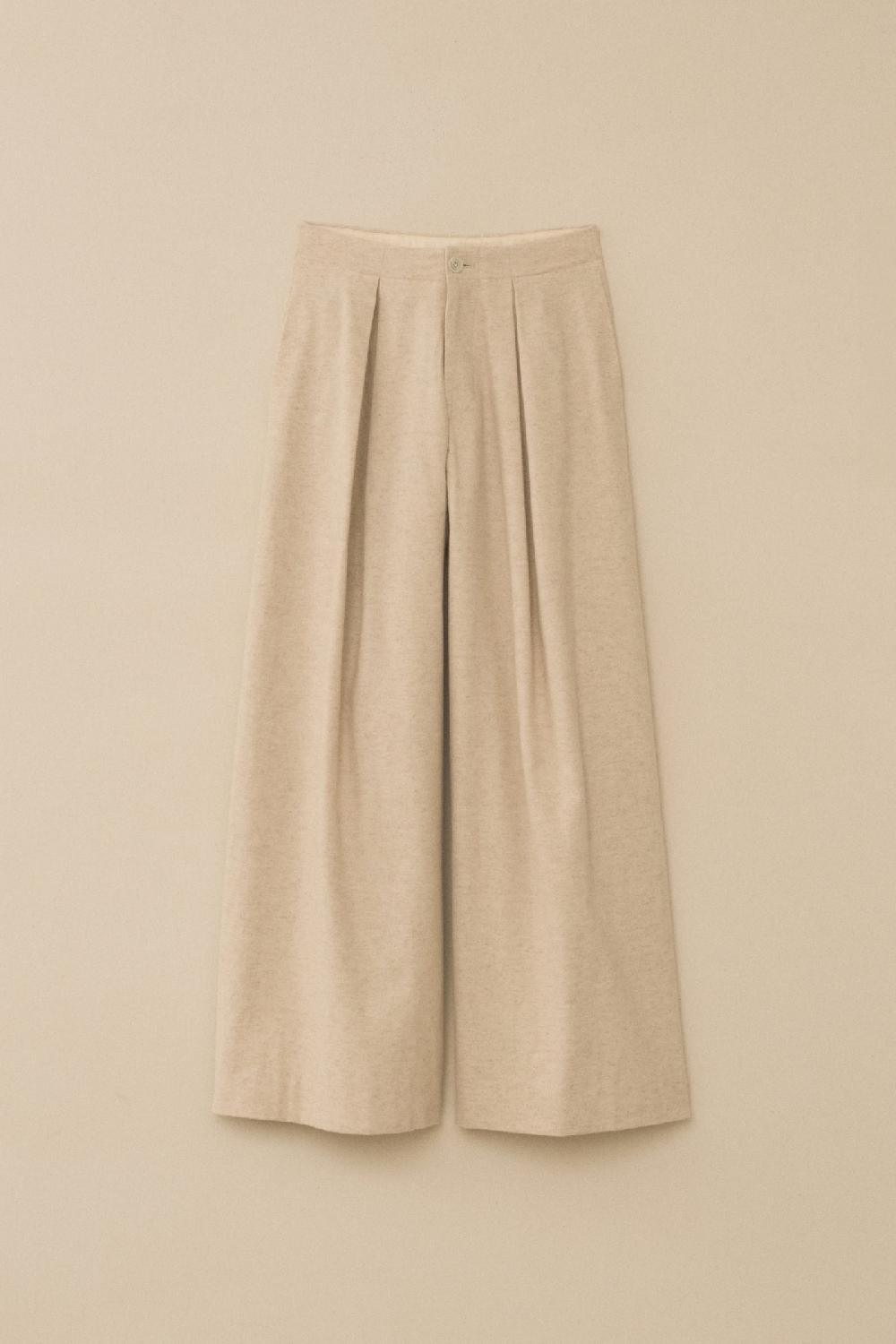 lauren manoogian FLANNEL PLEAT TROUSER ECRU