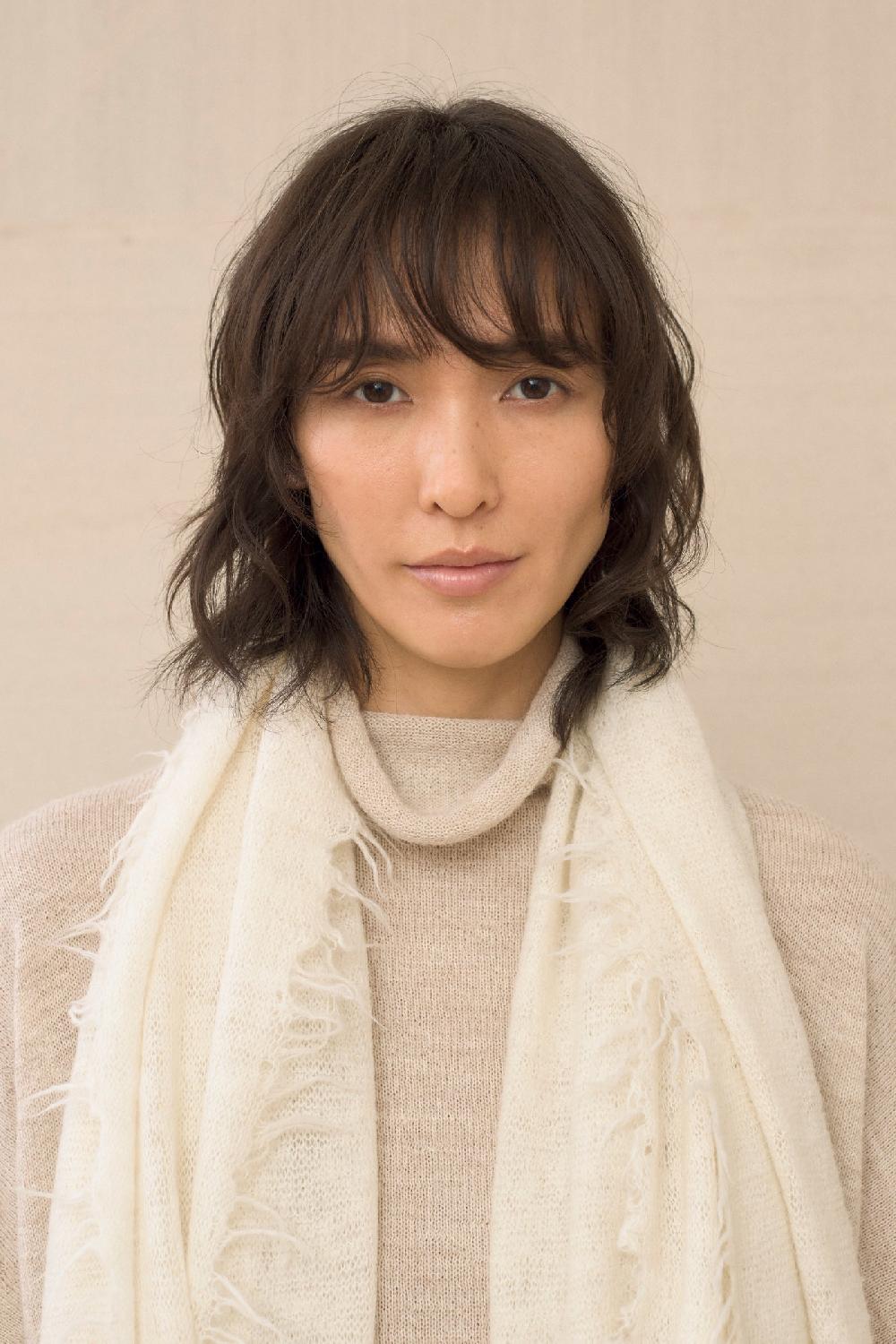 Lauren Manoogian FRINGE SCARF RAW WHITE