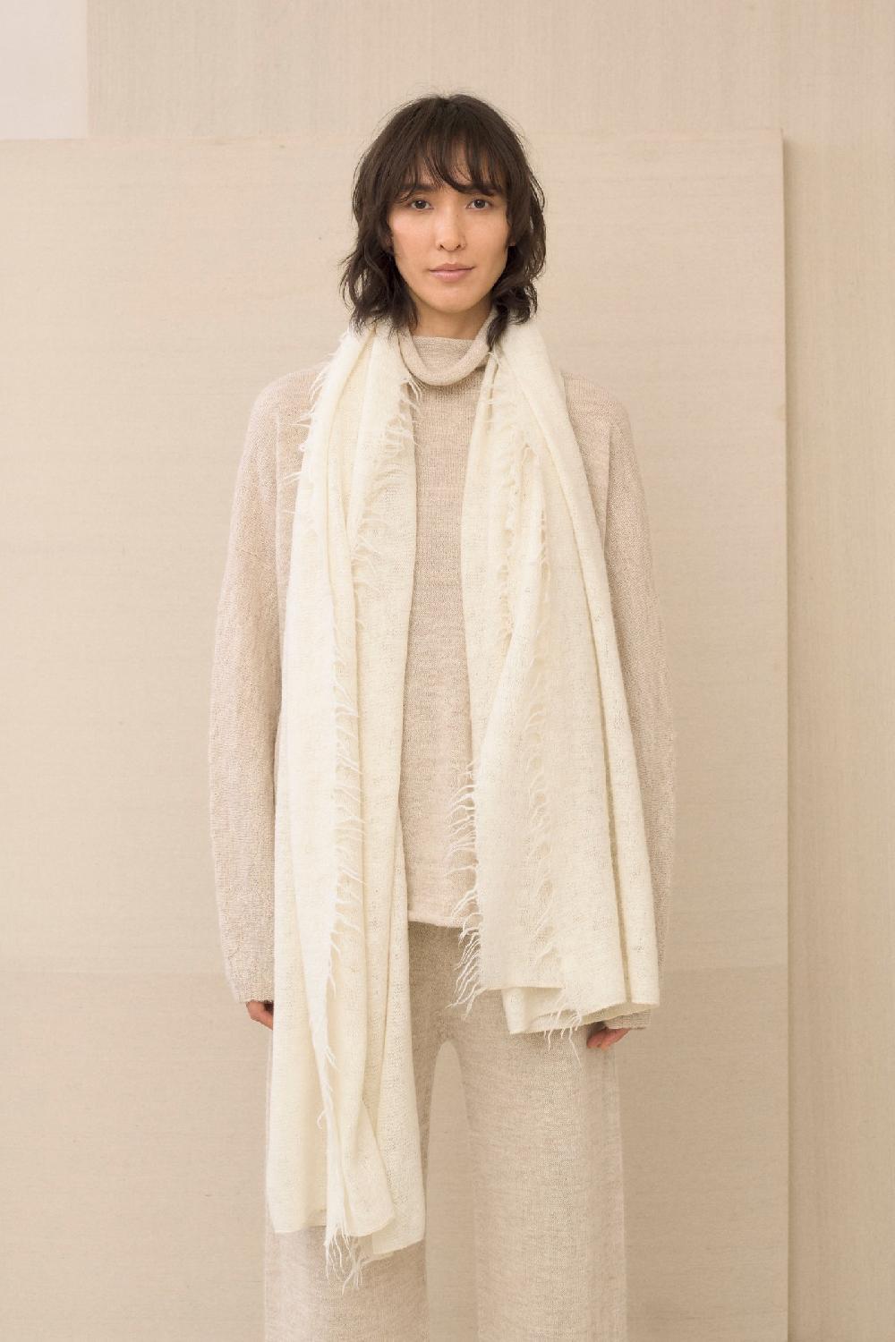 lauren manoogian FRINGE SCARF RAW WHITE