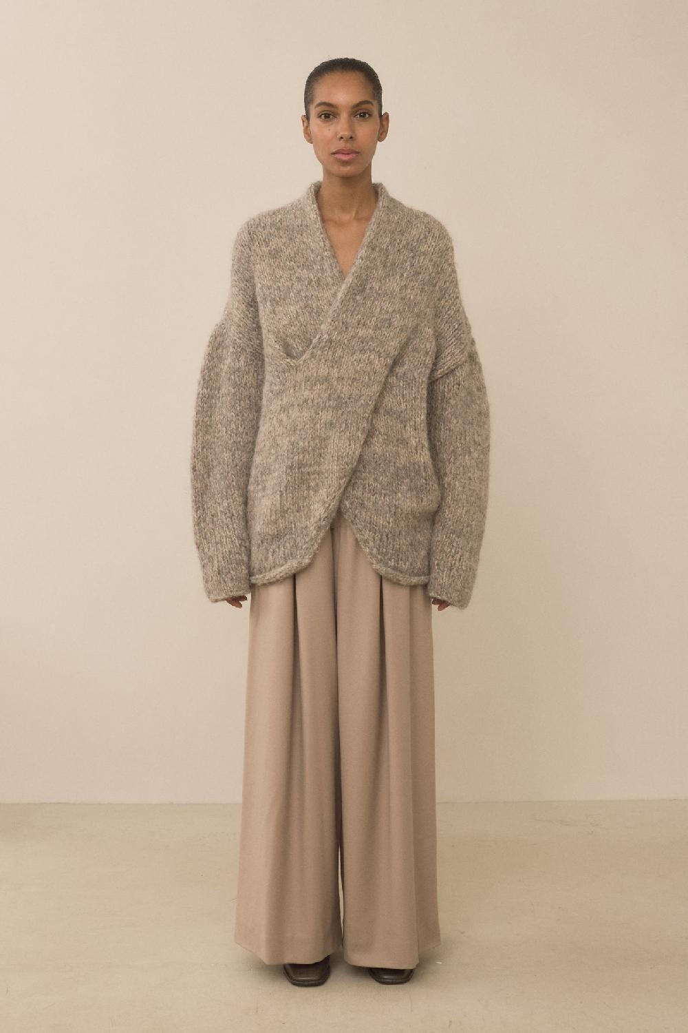 Lauren Manoogian HANDKNIT BIG CABLE PULLOVER MARL