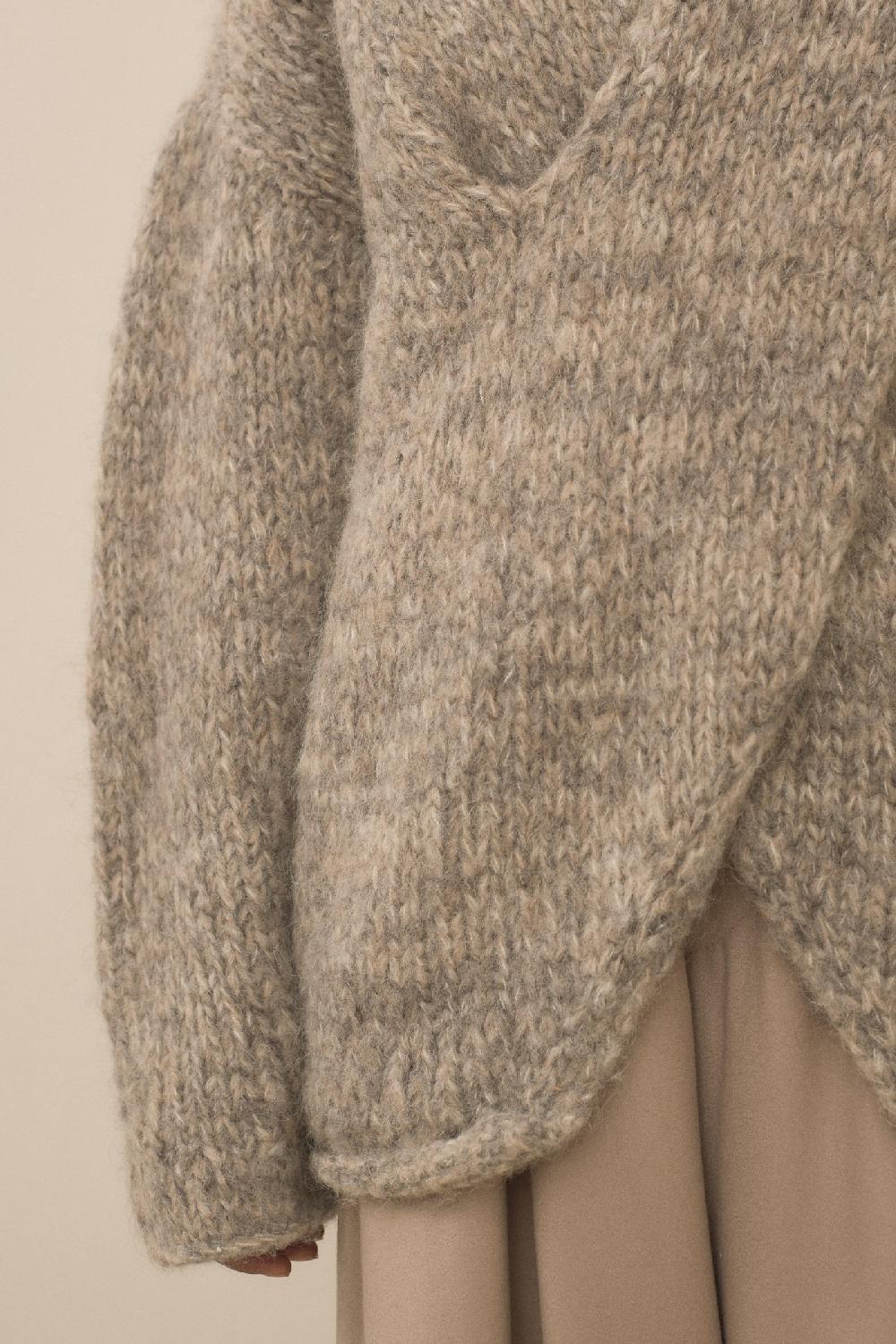 Lauren Manoogian HANDKNIT BIG CABLE PULLOVER MARL