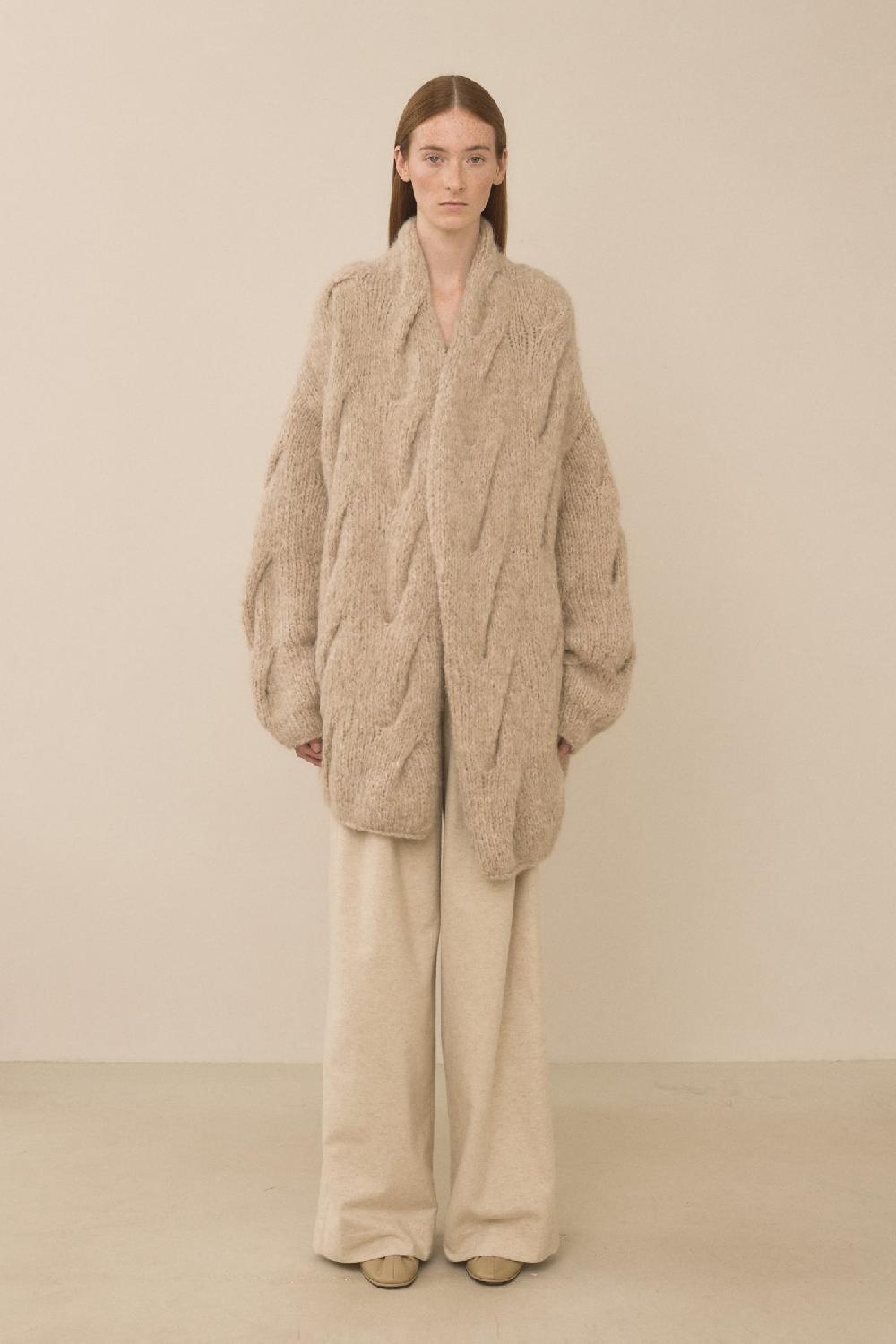 Lauren Manoogian HANDKNIT CABLE CARDIGAN HUSK