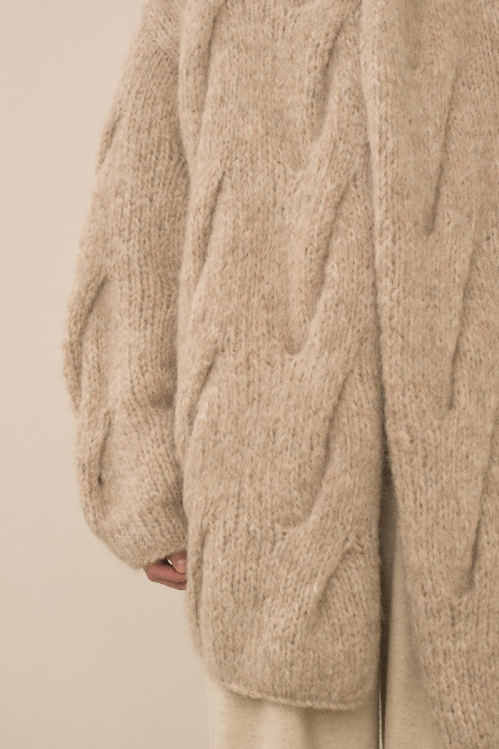 Lauren Manoogian HANDKNIT CABLE CARDIGAN HUSK