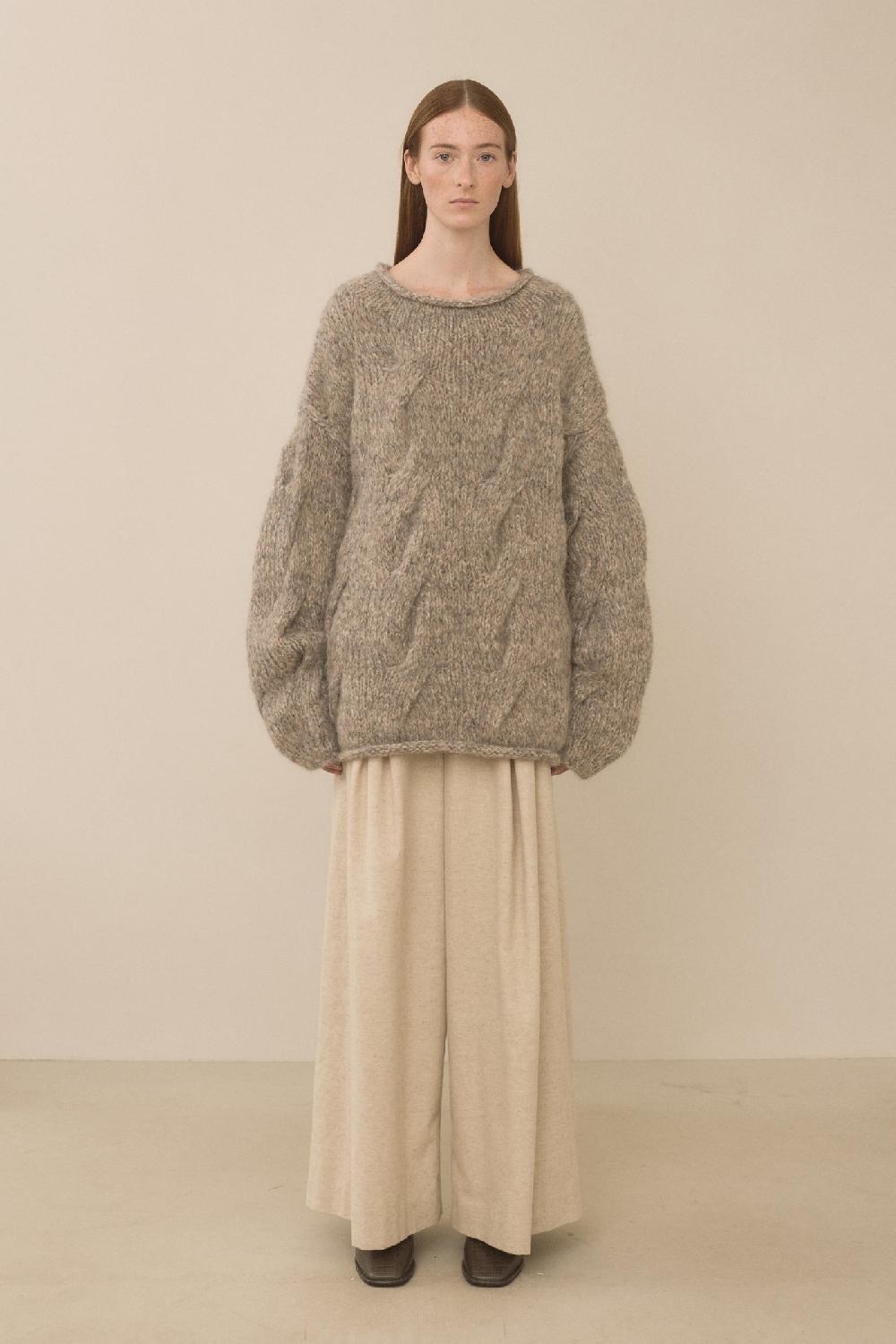 Lauren Manoogian HANDKNIT CABLE ROLLNECK MARL