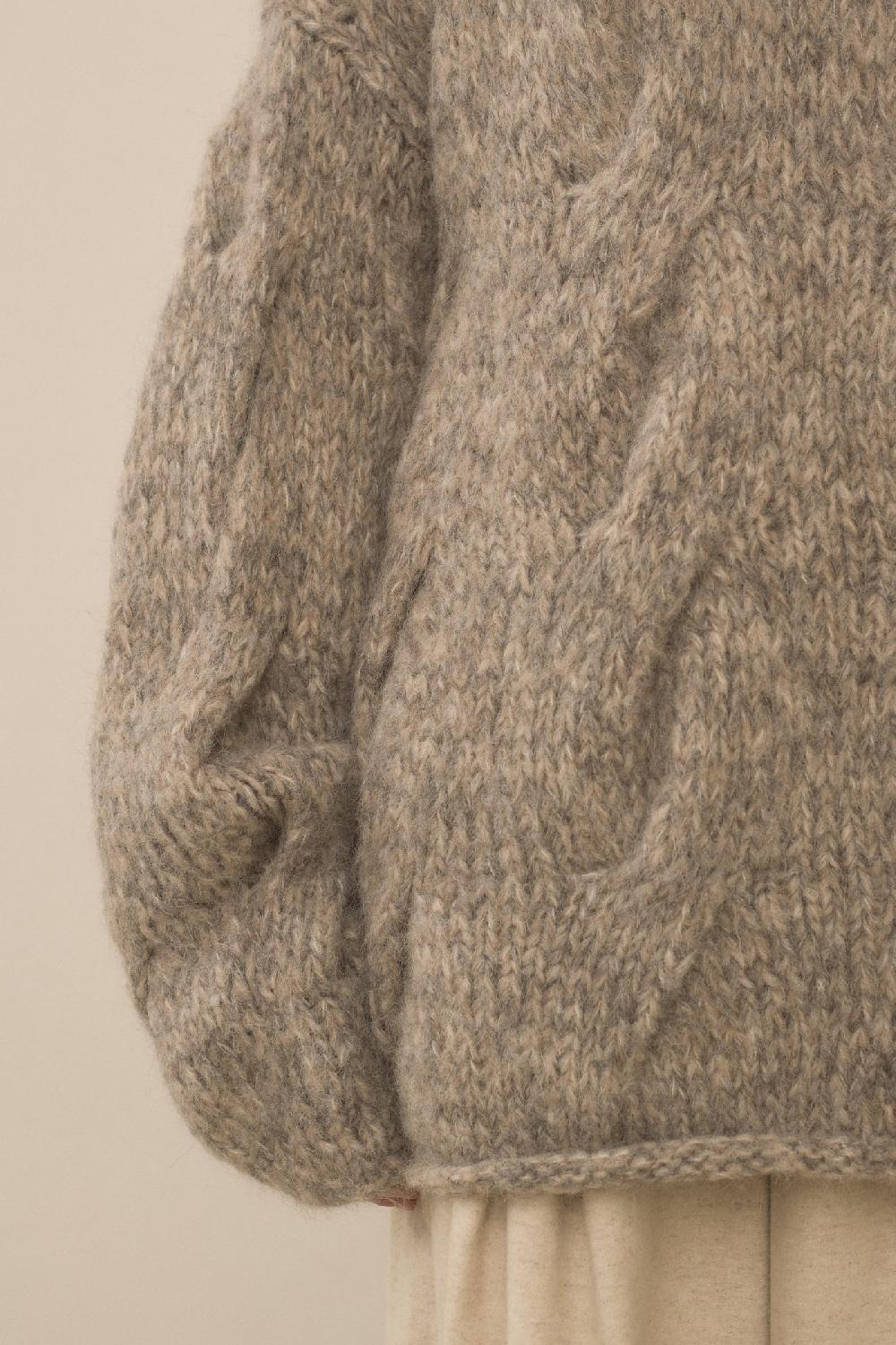 Lauren Manoogian HANDKNIT CABLE ROLLNECK MARL