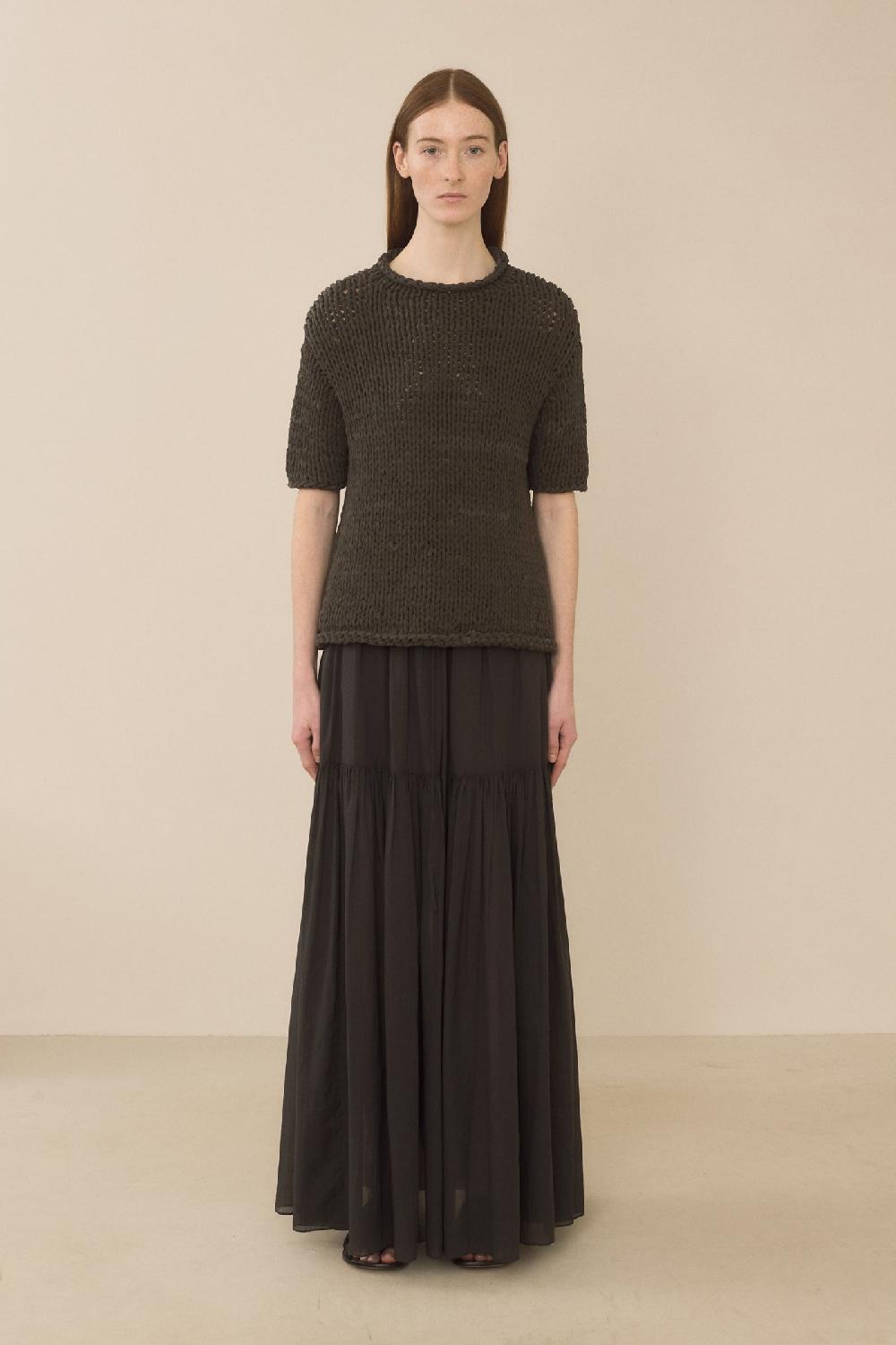 Lauren Manoogian HANDKNIT JERSEY TEE WASHED BLACK