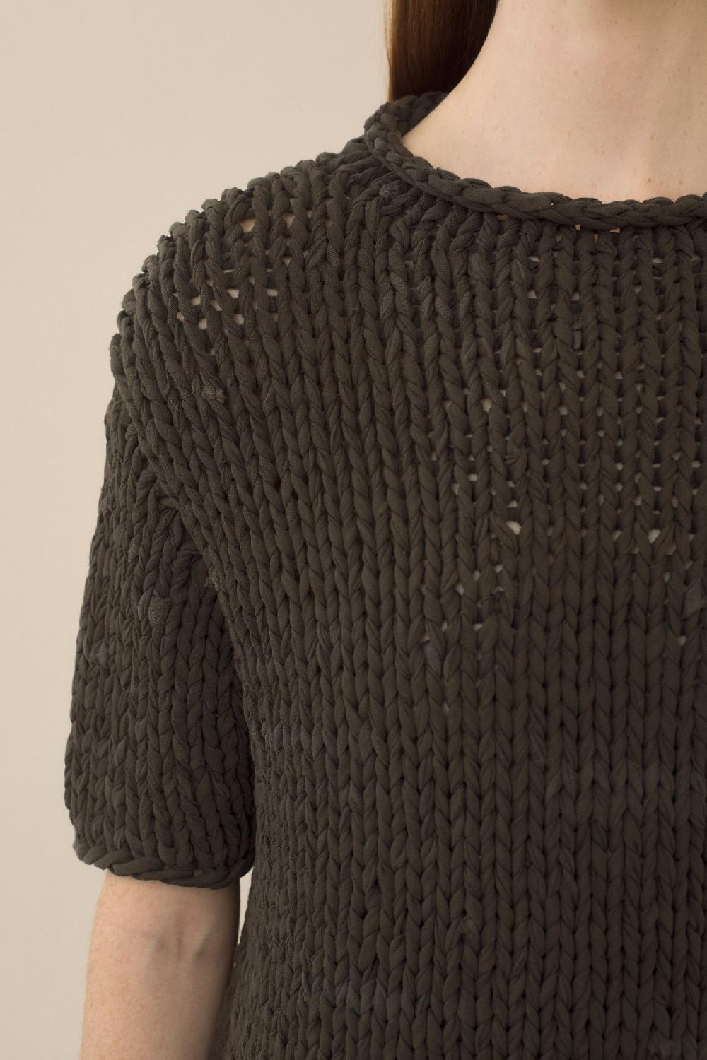 Lauren Manoogian HANDKNIT JERSEY TEE WASHED BLACK
