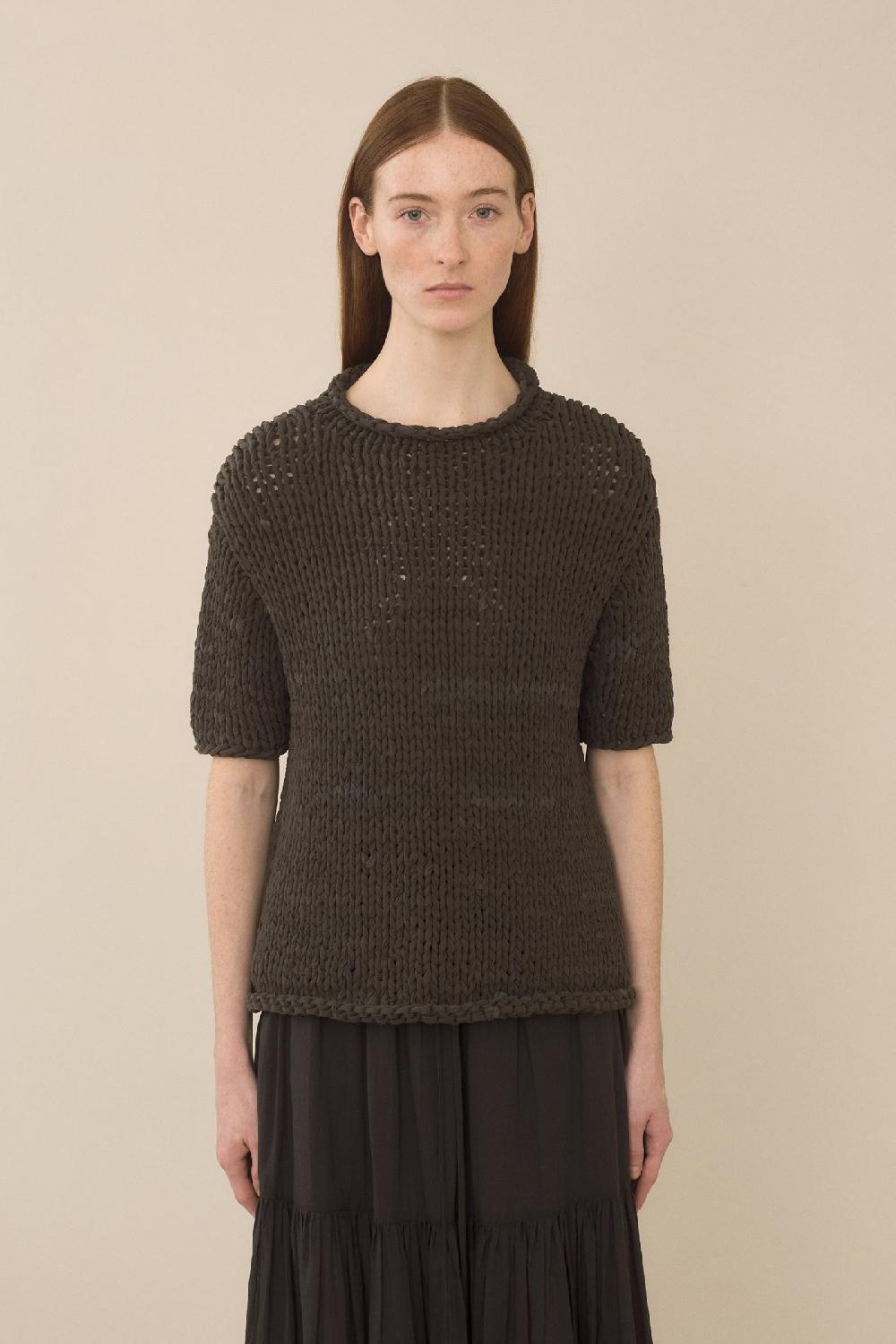 lauren manoogian HANDKNIT JERSEY TEE WASHED BLACK