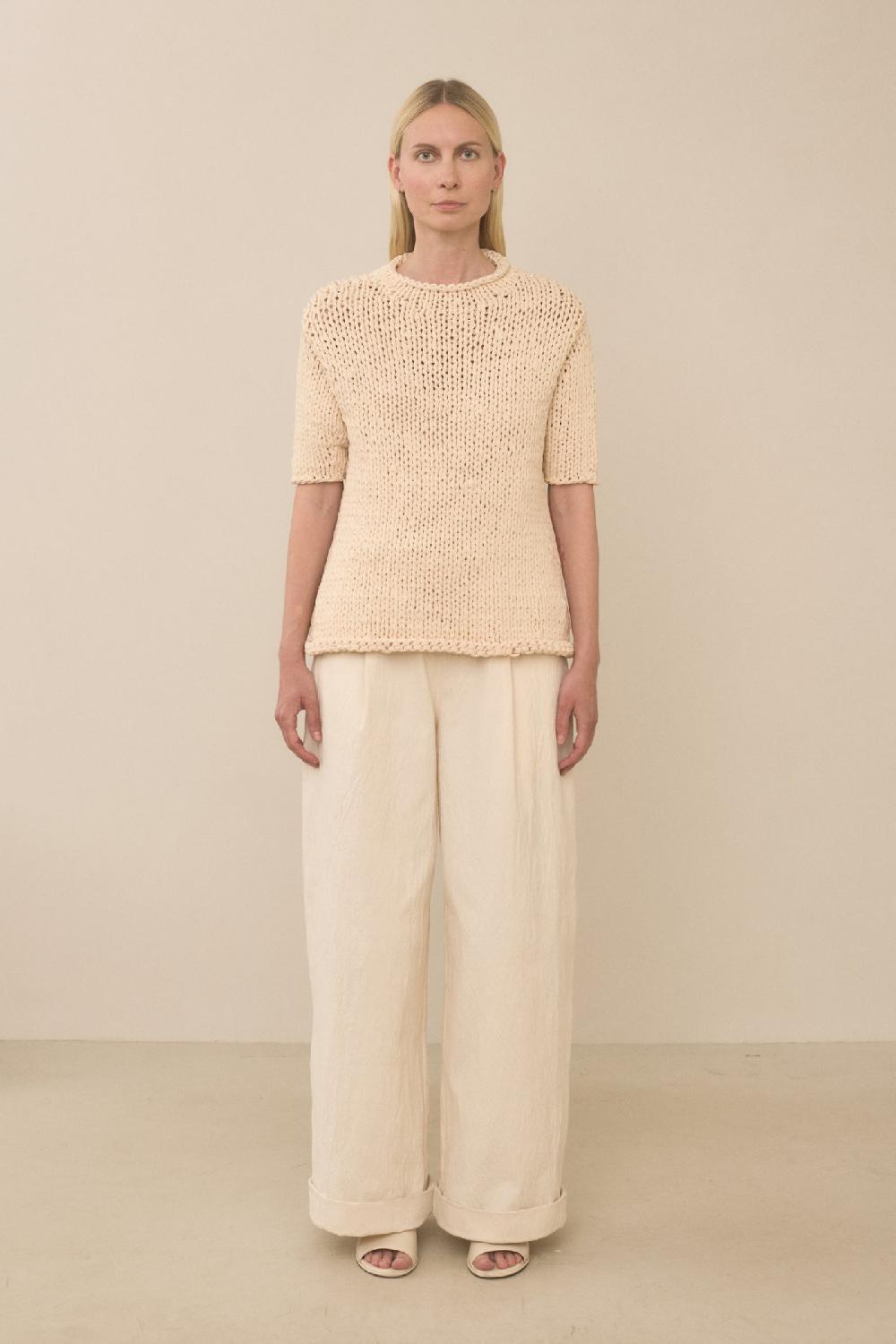 Lauren Manoogian HANDKNIT JERSEY TEE WASHED IVORY