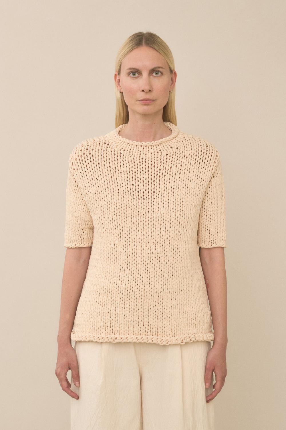 lauren manoogian HANDKNIT JERSEY TEE WASHED IVORY