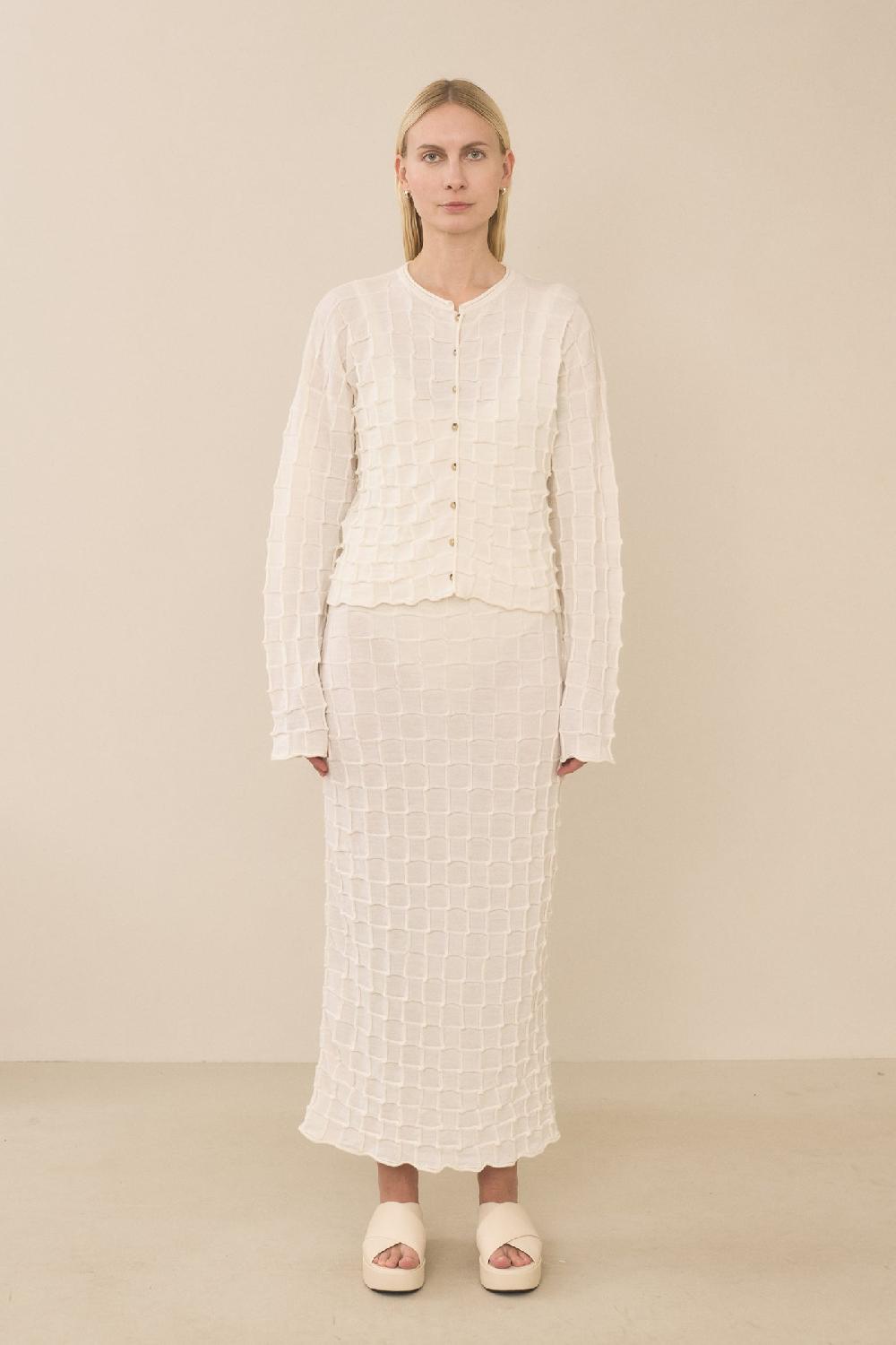 Lauren Manoogian INLAY CARDIGAN WHITE