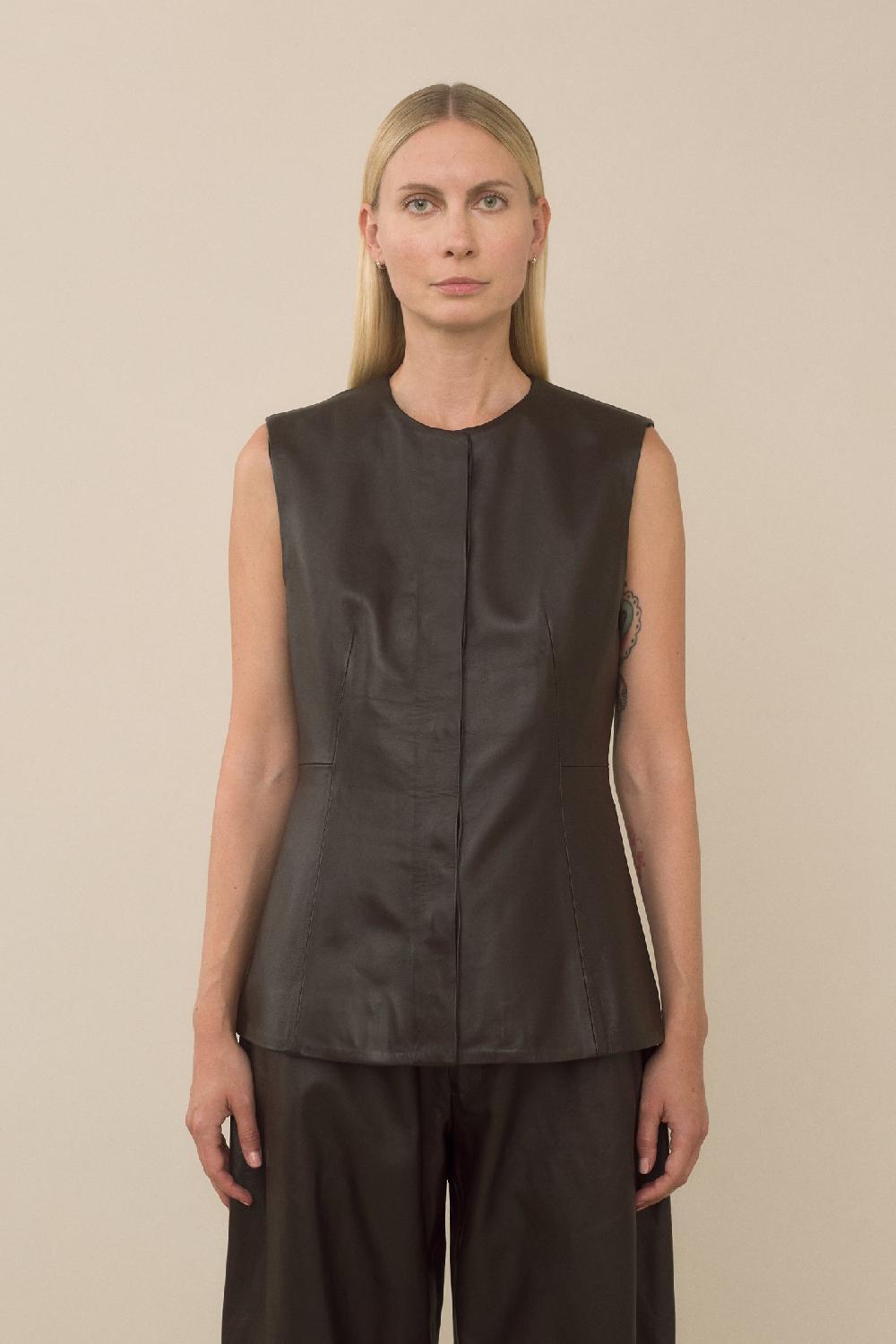 lauren manoogian LEATHER BODICE ESPRESSO