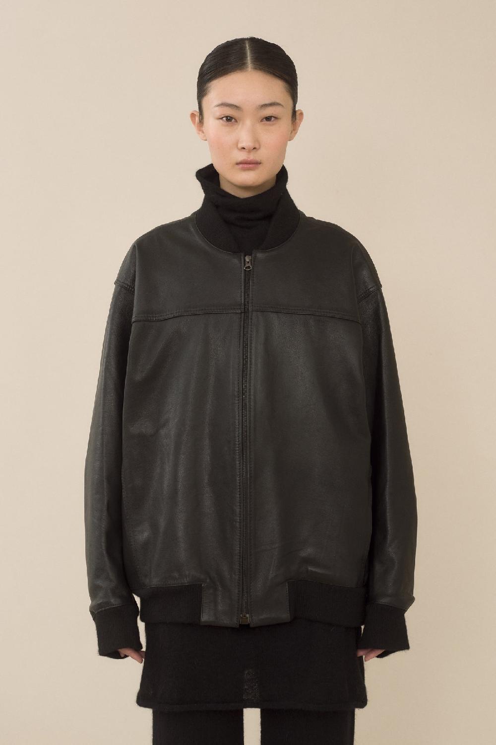 lauren manoogian LEATHER BOMBER BLACK
