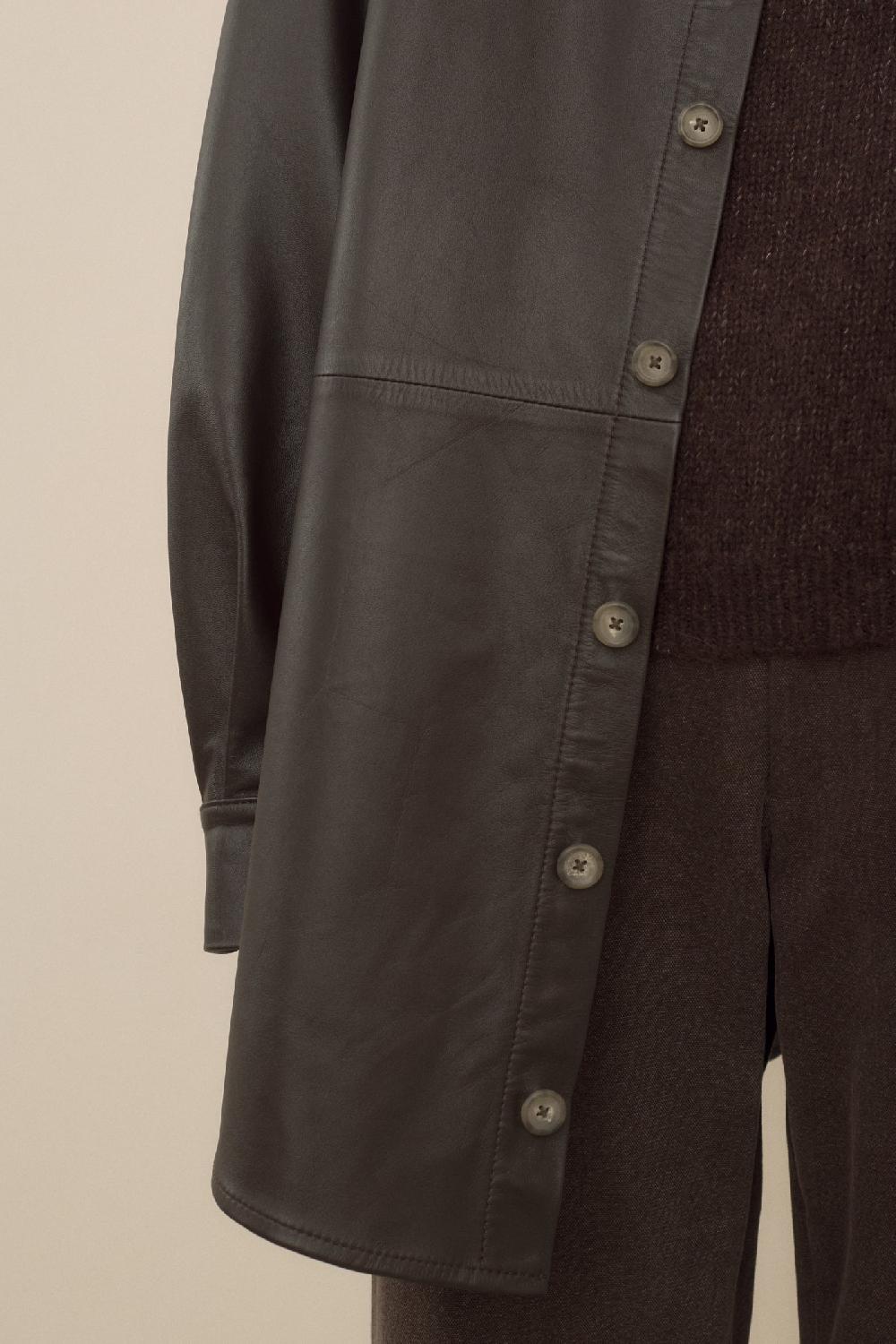 Lauren Manoogian LEATHER GAITER SHIRT ESPRESSO