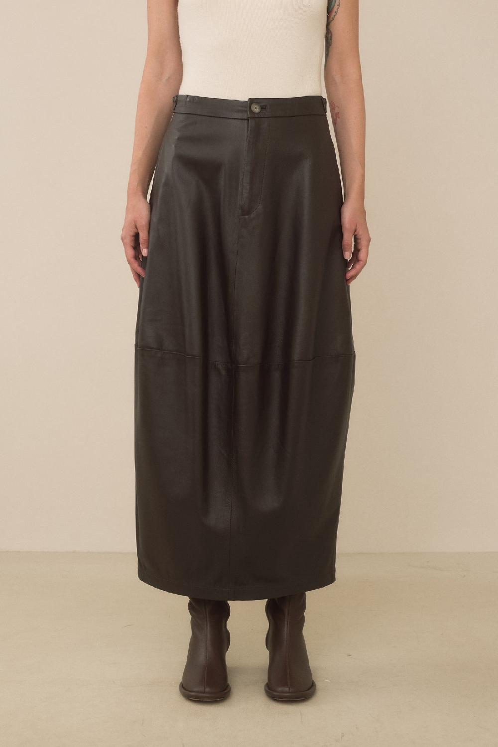 Lauren Manoogian LEATHER SKIRT ESPRESSO