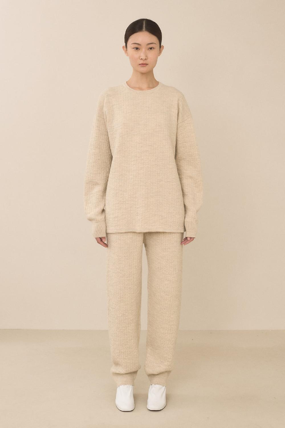 Lauren Manoogian LINE QUILT CREWNECK ECRU