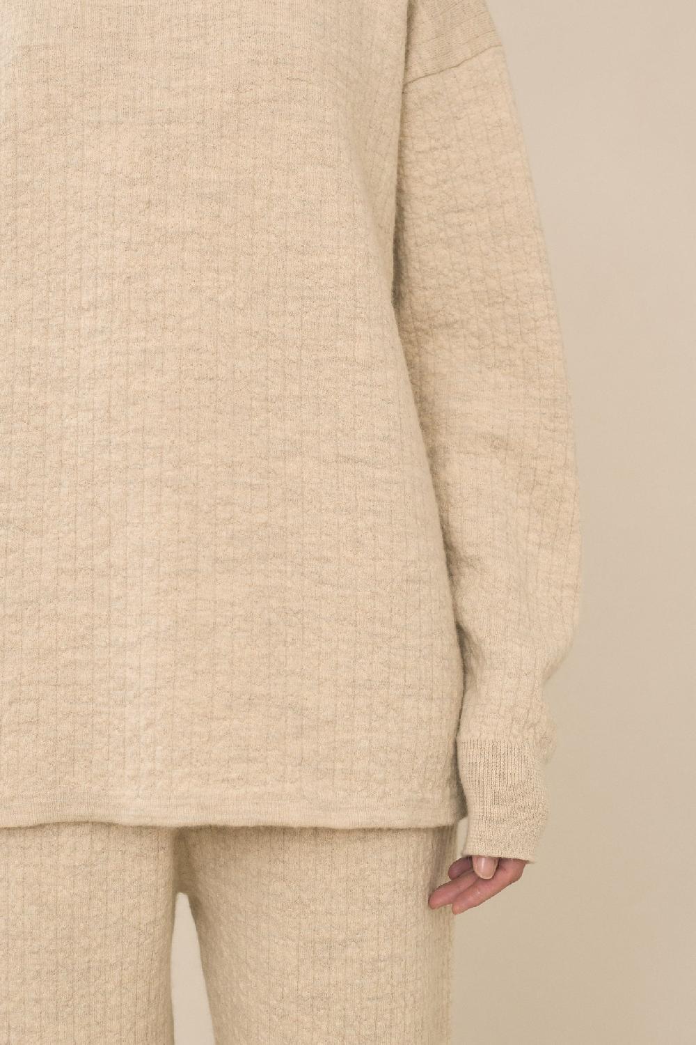Lauren Manoogian LINE QUILT CREWNECK ECRU