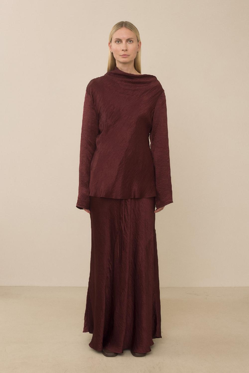 Lauren Manoogian NEW LUSTER SKIRT MERLOT