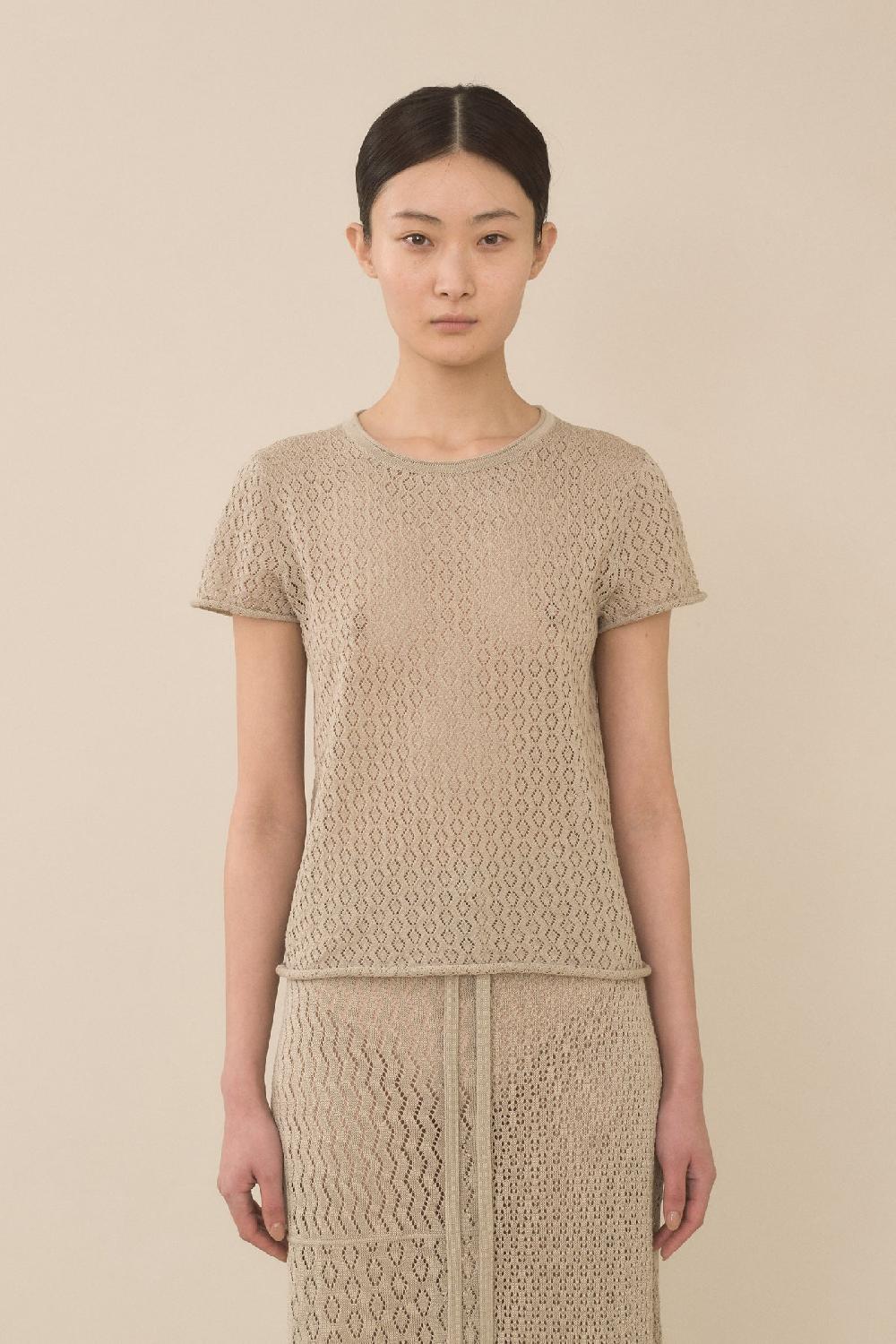 lauren manoogian POINTELLE BABY TEE CLAY