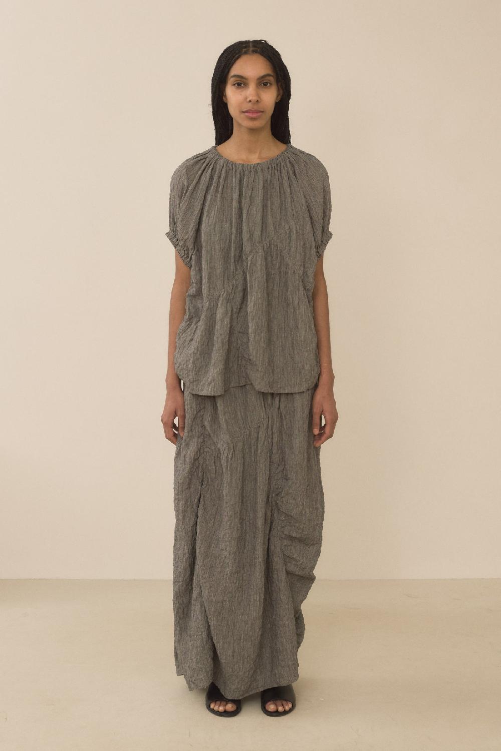 Lauren Manoogian SHIRRED TOP CHARCOAL
