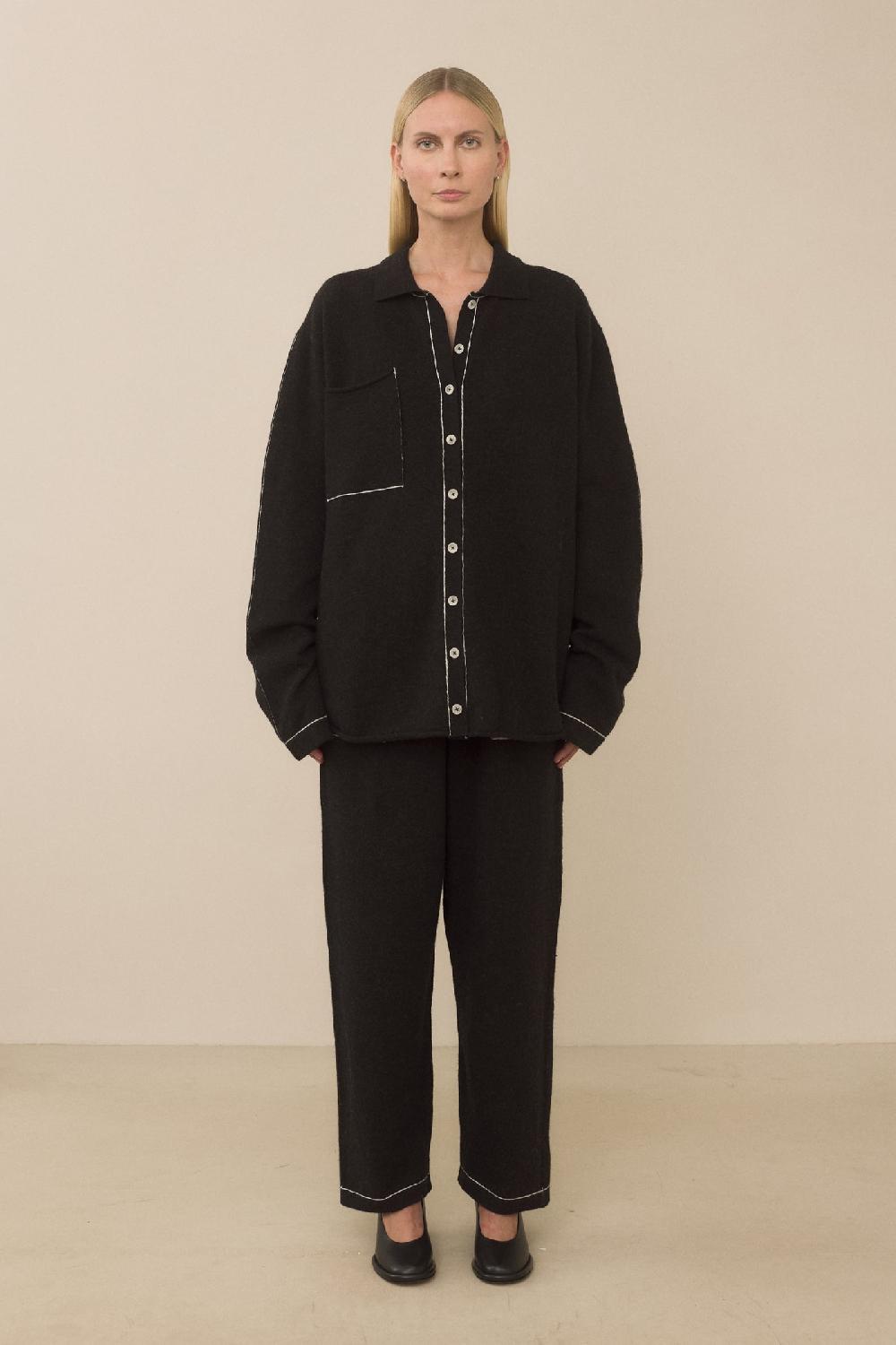 Lauren Manoogian STITCH BIG SHIRT BLACK MELANGE