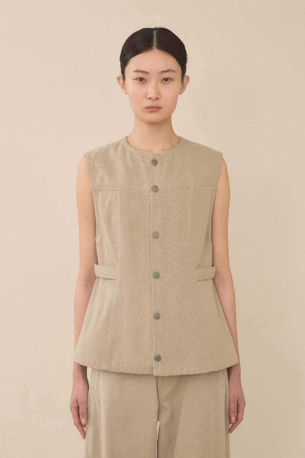 lauren manoogian TWILL BODICE WASHED KHAKI