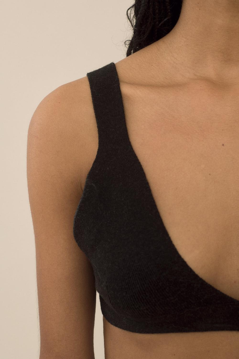 Lauren Manoogian RIB TRIANGLE BRALETTE BLACK MELANGE