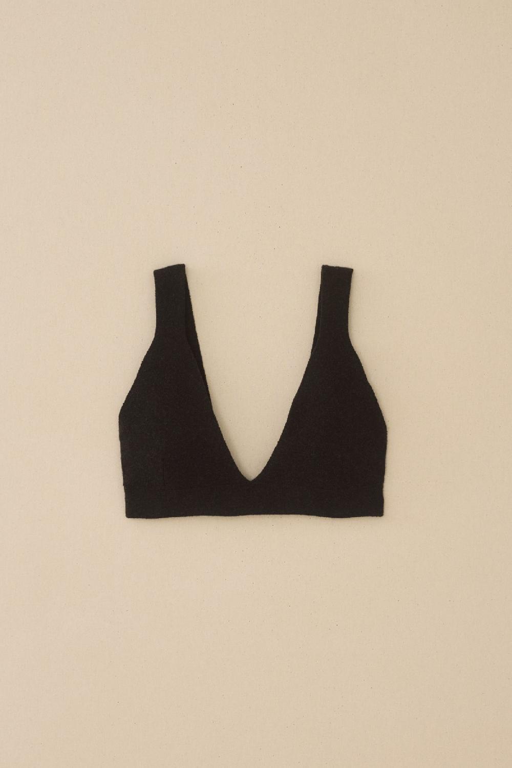 lauren manoogian RIB TRIANGLE BRALETTE BLACK MELANGE