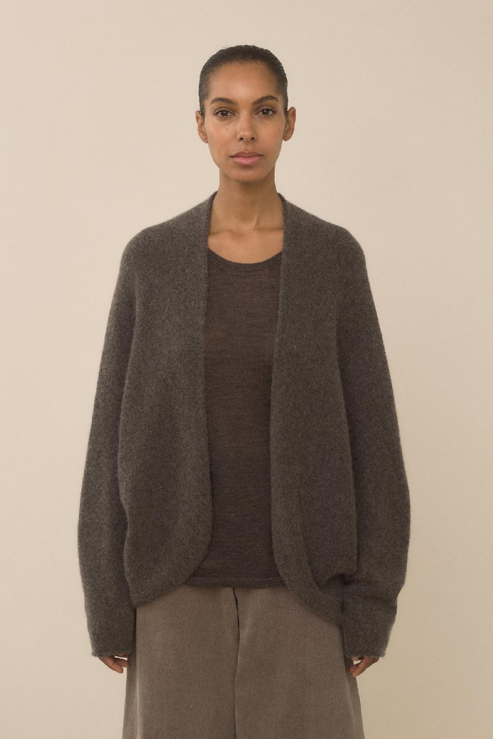 lauren manoogian SOFT HORIZONTAL CARDIGAN BLACKENED