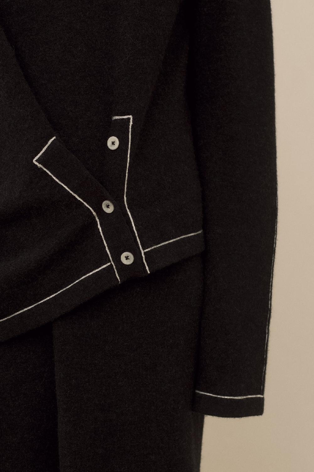 Lauren Manoogian STITCH BUTTON PULLOVER BLACK MELANGE