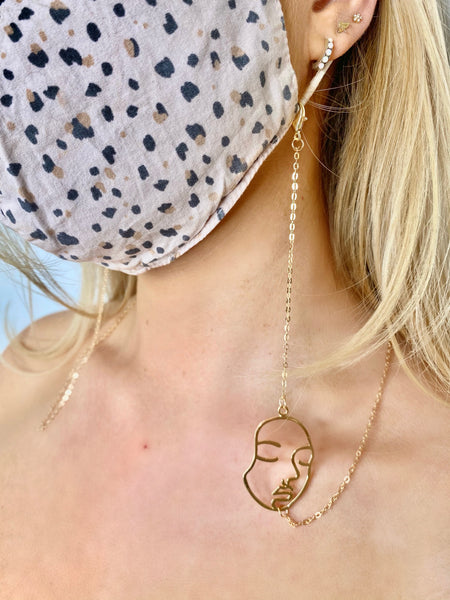 Lavand Abstract Face Gold Chain
