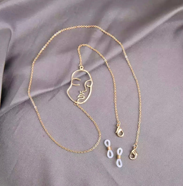 Lavand Abstract Face Gold Chain