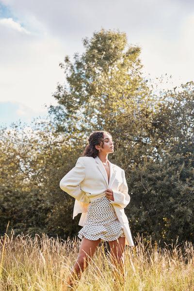 Lavand Althea Polka Dot Ruffle Skirt