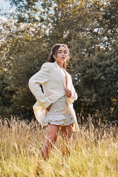 Lavand Althea Polka Dot Ruffle Skirt