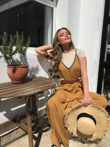 Lavand Ayla Wide Leg Mustard Jumpsuit