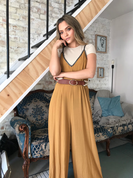 Lavand Ayla Wide Leg Mustard Jumpsuit
