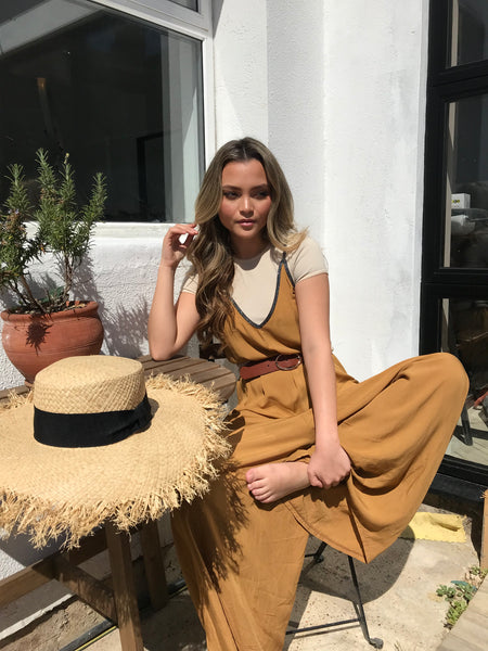 Lavand Ayla Wide Leg Mustard Jumpsuit