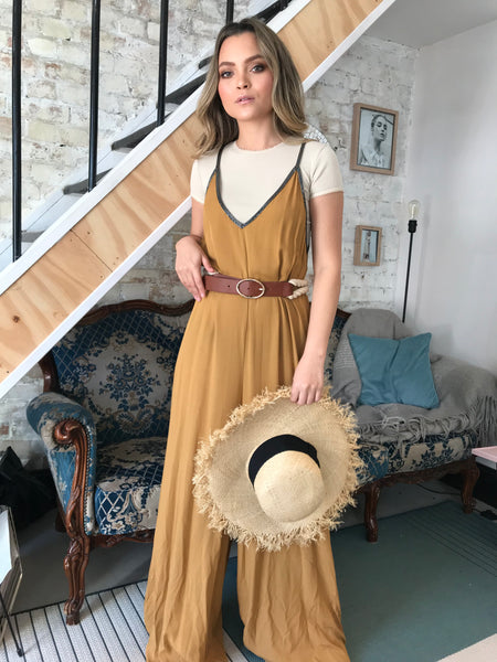 lavand Ayla Wide Leg Mustard Jumpsuit