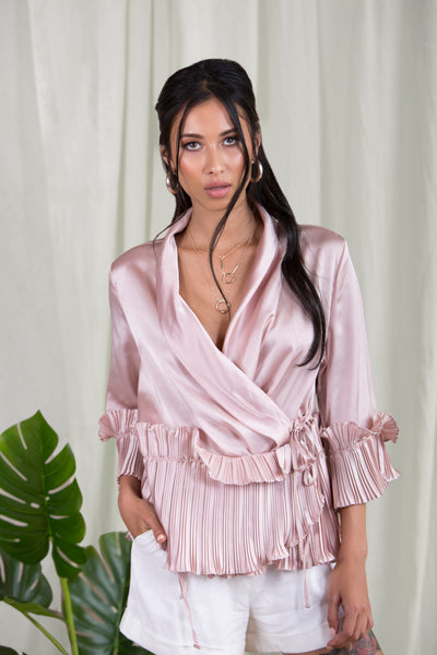 Lavand Bahareh Nude Ruffle Blouse