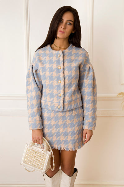 Lavand Cher Houndstooth Blue Jacket