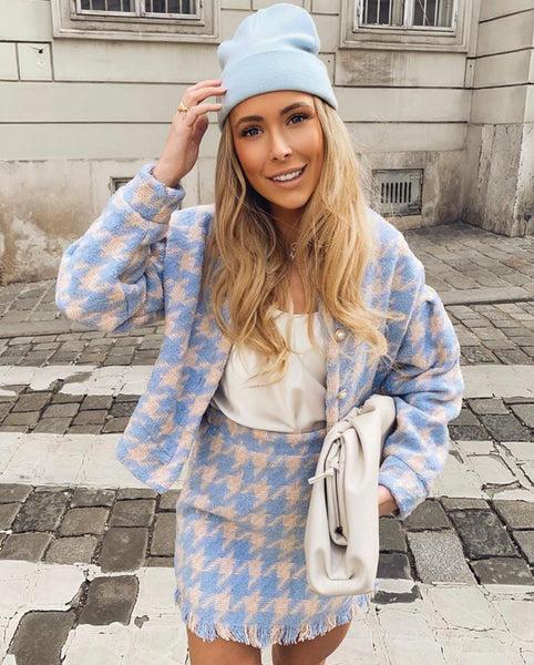 lavand Cher Houndstooth Blue Jacket