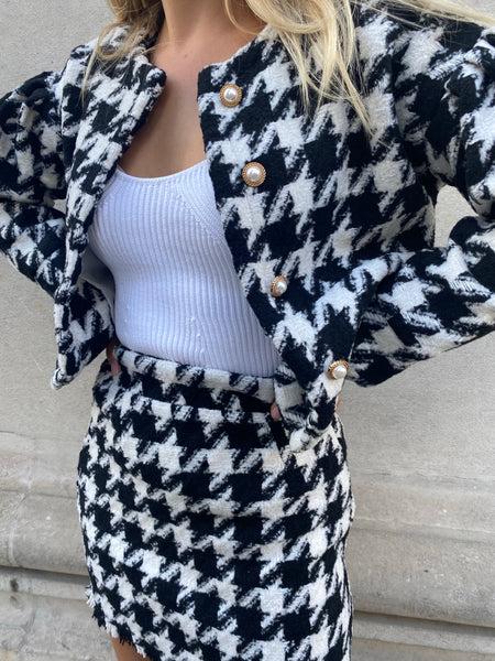 Lavand Cher Houndstooth Monochrome Skirt